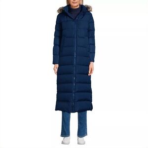 Lands’ End NWT Women’s Max 600 Down Long Maxi Coat in Navy